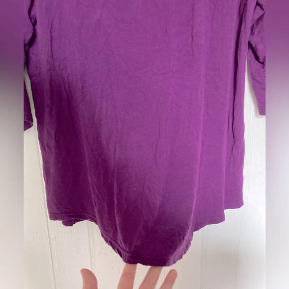 *3 for $20* Round neck purple knit top, 3/4 sleeves, scoop hem, sz L/XL. - Picture 5 of 8